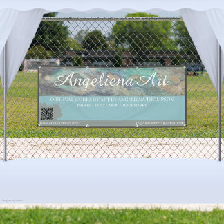 Simple Grey & Blue 1 Photo QR Code Artist Booth Banner