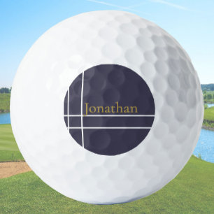 Simple grey blue and gold minimalist custom name golf balls
