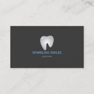 Simple Grey Blue Dentist Business Card