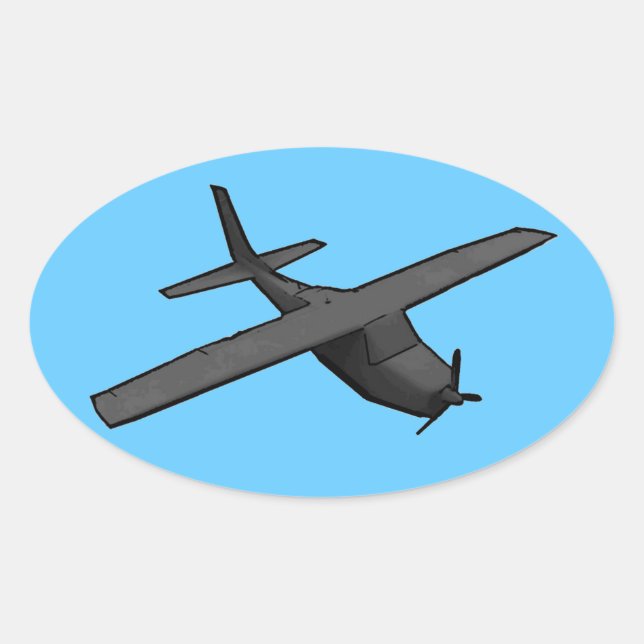 Simple grey blue propeller plane sticker (Front)