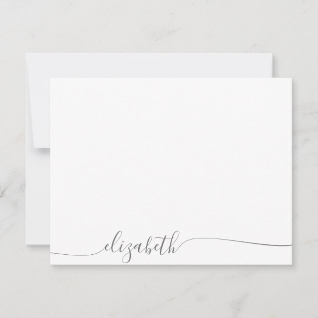 Simple Grey Cursive Script Personalized Name Card (Front)