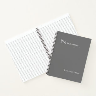 Simple Grey Custom Name Notebook