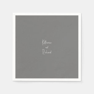 Simple Grey Custom Wedding Cocktail  Napkins