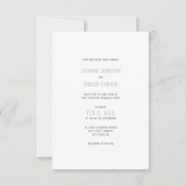 Simple Grey Design - 3x5 Wedding Invitation (Front)