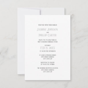 Simple Grey Design - 3x5 Wedding/Reception Invite