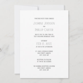Simple Grey Design - Wedding/Reception Invitation