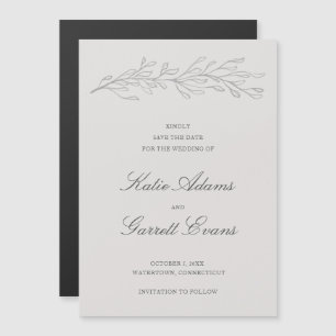 Simple Grey Elegant Wedding Save the Date Magnetic Invitation