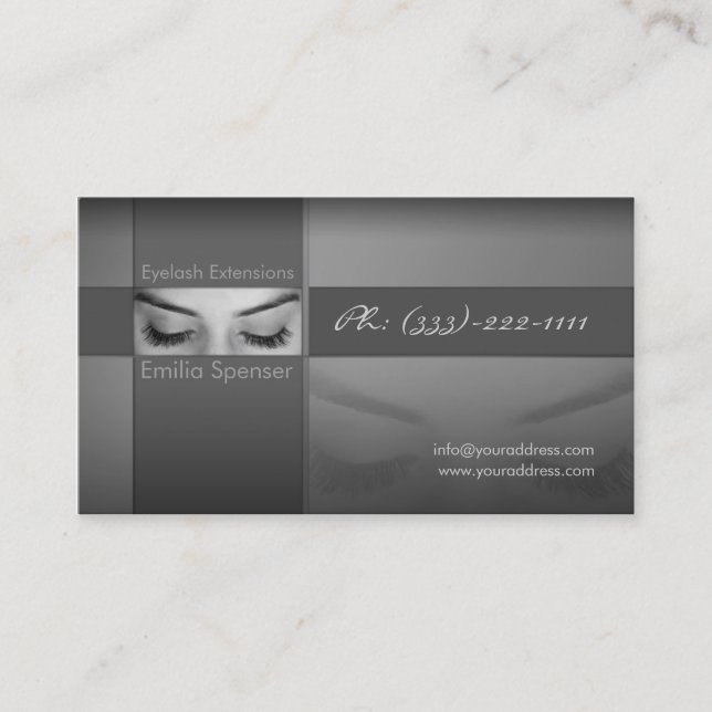 Simple Grey Eyelash Extensions Card (Front)