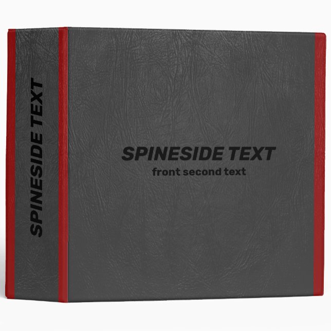 Simple Grey  Faux Leather Look Red Accents Binder (Front/Spine)
