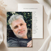 Simple Grey Funeral Prayer Card with Photo