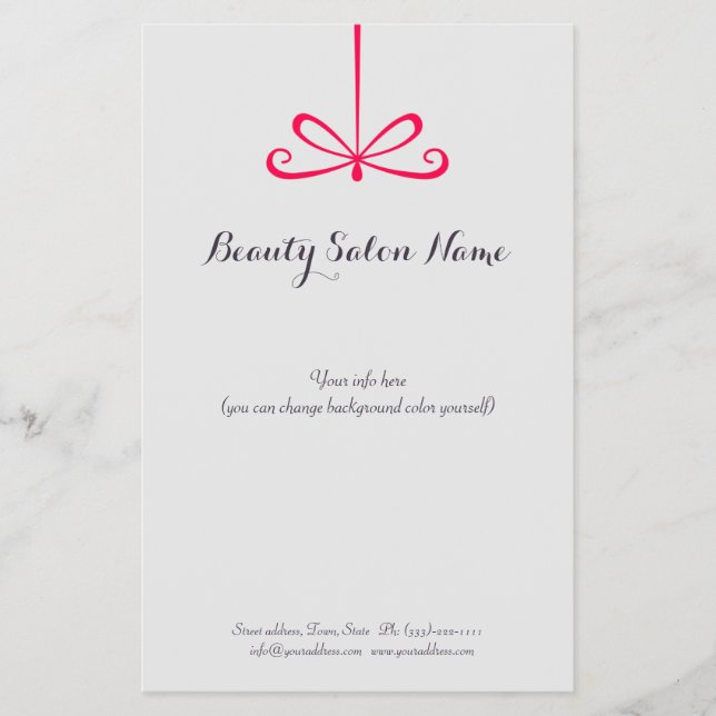 Simple Grey Hair Stylist Pink Ribbon Price List Flyer (Front)