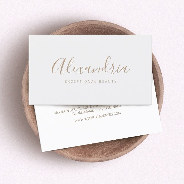 Simple Grey Handwritten Script Calligraphy Business Card (Creator Uploaded)