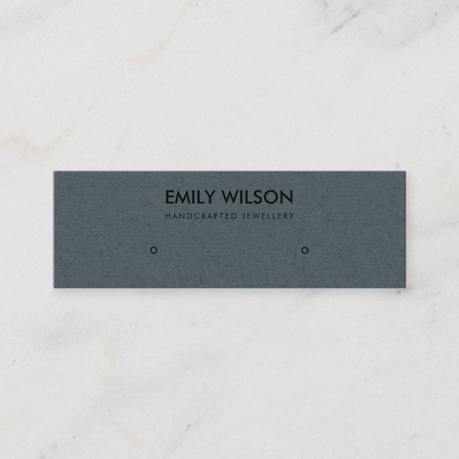 SIMPLE GREY KRAFT RUSTIC STUD EARRING DISPLAY LOGO MINI BUSINESS CARD (Front)