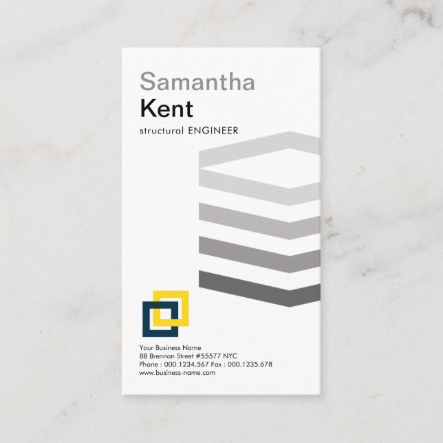 Simple Grey Layer Rebars Engineering Business Card (Front)