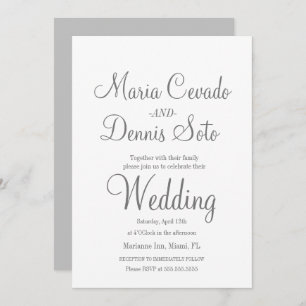 Simple Grey Lettering Script Wedding Invitation