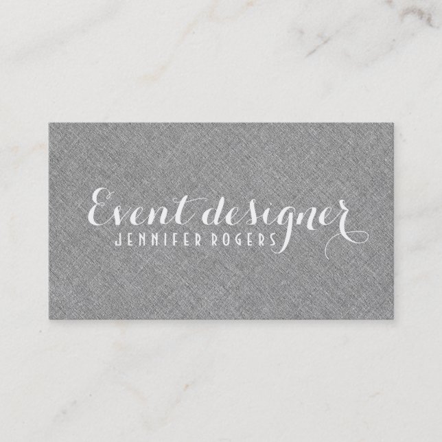Simple Grey Linen Texture Look Business Card (Front)