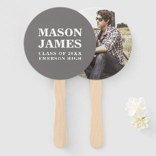 Simple Grey Modern Photo Graduation Hand Fan