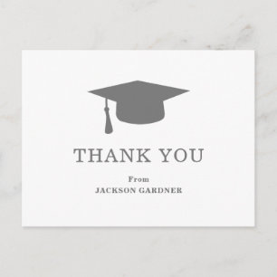 Simple Grey Mortar Board Modern Graduation Postcard