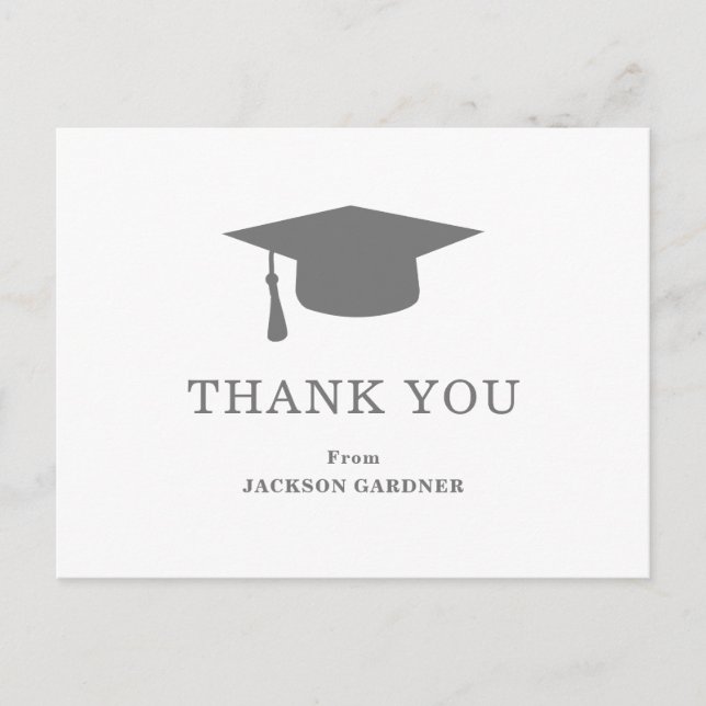 Simple Grey Mortar Board Modern Graduation Postcard (Front)