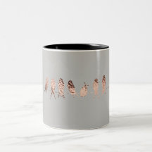Simple Grey Mug - Faux Copper Birds On Wire Design