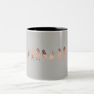 Simple Grey Mug - Faux Copper Birds On Wire Design