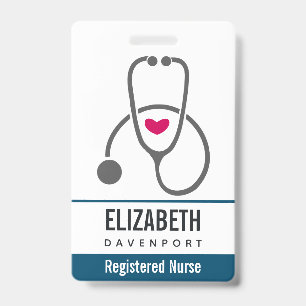 Simple Grey Nursing Stethoscope Badge