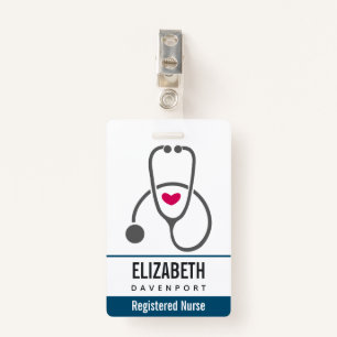 Simple Grey Nursing Stethoscope Badge