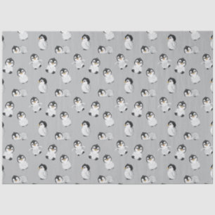 Simple Grey Penguin Winter Baby Shower Tissue Paper