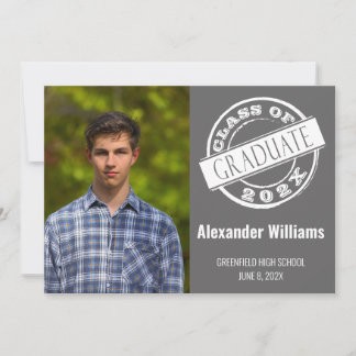Simple Grey Photo Graduation Party  Invitation