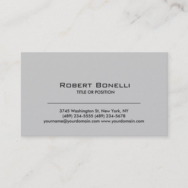 Simple Grey Plain Modern Business Card (Front)