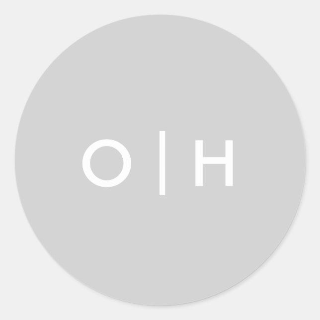Simple grey round sticker | initials/monogram (Front)
