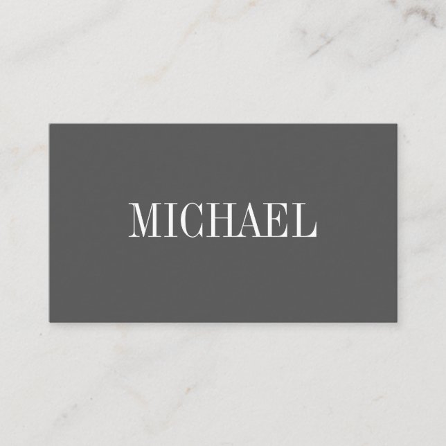 Simple Grey Serif Font Business Card (Front)