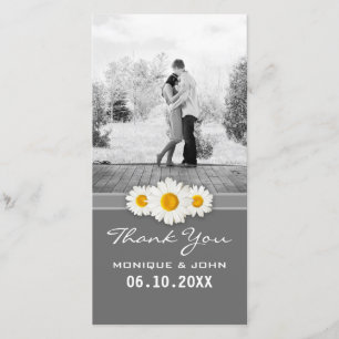 Simple Grey Spring Wedding Daisies Sweet Thank You Card
