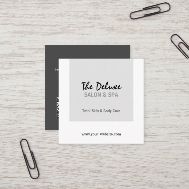 Simple Grey Square Spa Business Card (Front/Back In Situ)