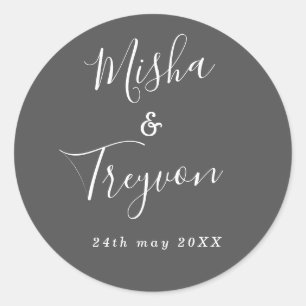 Simple Grey Typographic Wedding Favour Seal
