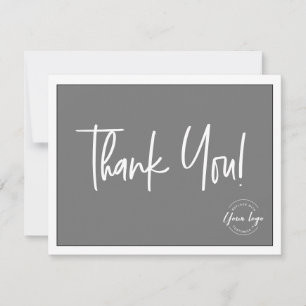 Simple Grey White Company Logo Social Thank You  Card