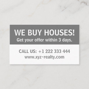 Simple Grey White Real Estate Investor  Business Card