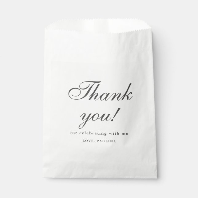 Simple Grey White Thank You Script Favour Bag (Front)