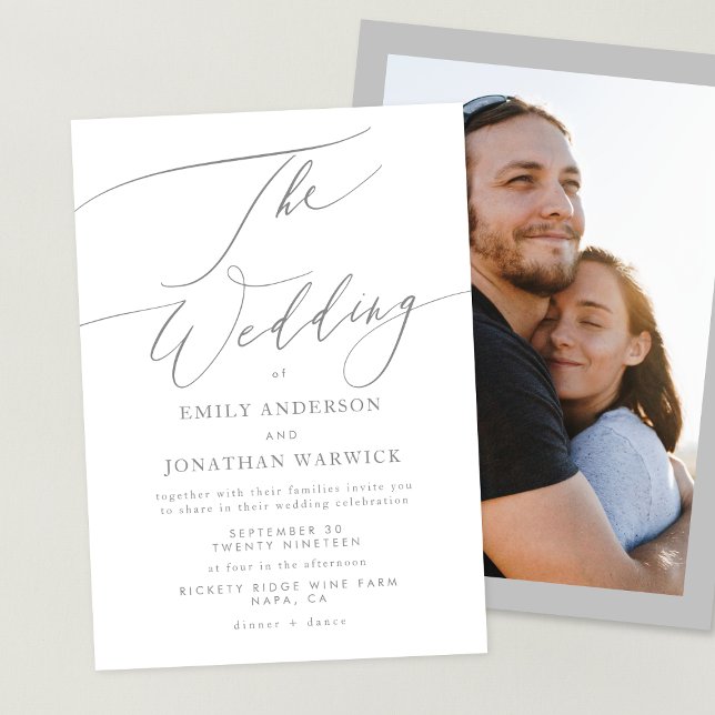 Simple Grey White The Wedding Photo Overlay Invitation (Creator Uploaded)