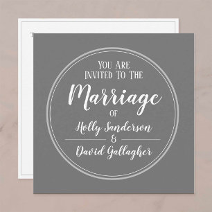 Simple Grey & White Wedding Day Invitation