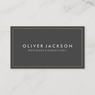 Simple Grey with Gold Border Business Card