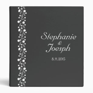 Simple Grey With White Floral Detail Wedding Binder