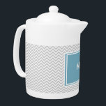 Simple Grey ZigZag<br><div class="desc">This is simple yet classic- grey zigzag pattern with monogrammed plaque in turquoise - all fully customizable.</div>