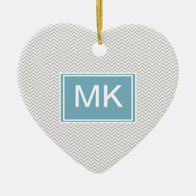 Simple Grey ZigZag Ceramic Ornament (Front)