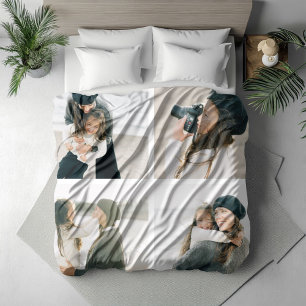 Simple Grid of Four Personalized Photo Blanket