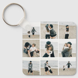 Simple Grid Of Nine Custom Colour Photo Keychain