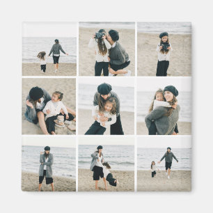 Simple Grid Of Nine Custom Colour Photo Magnet