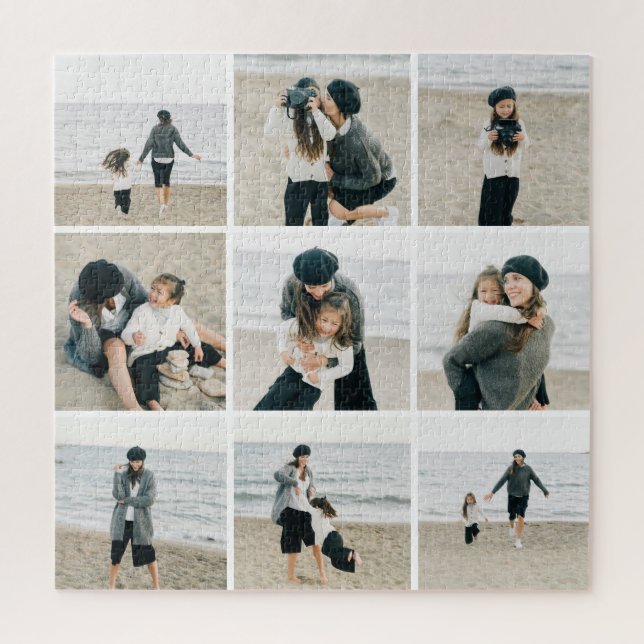 Simple Grid Of Nine Personalized Photo Puzzle (Vertical)