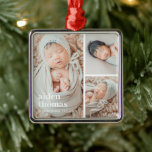 Simple Grid Of Three Personalized Photo Ornament<br><div class="desc">Photo gifts make the best gifts! Easily personalized with your text and/or photo(s) for a custom look. Designed by Berry Berry Sweet,  Modern Stationery and Personalized Gifts. Visit our website at www.berryberrysweet.com to see our full product lines.</div>