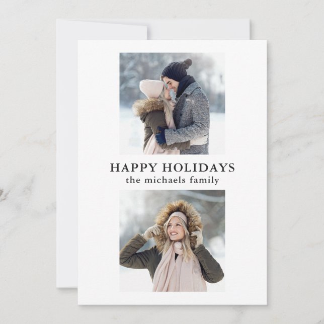 Simple Grid Two Photo Black and White Holiday (Front)